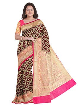 Maroon Rani Semi Georgette Banarasi saree