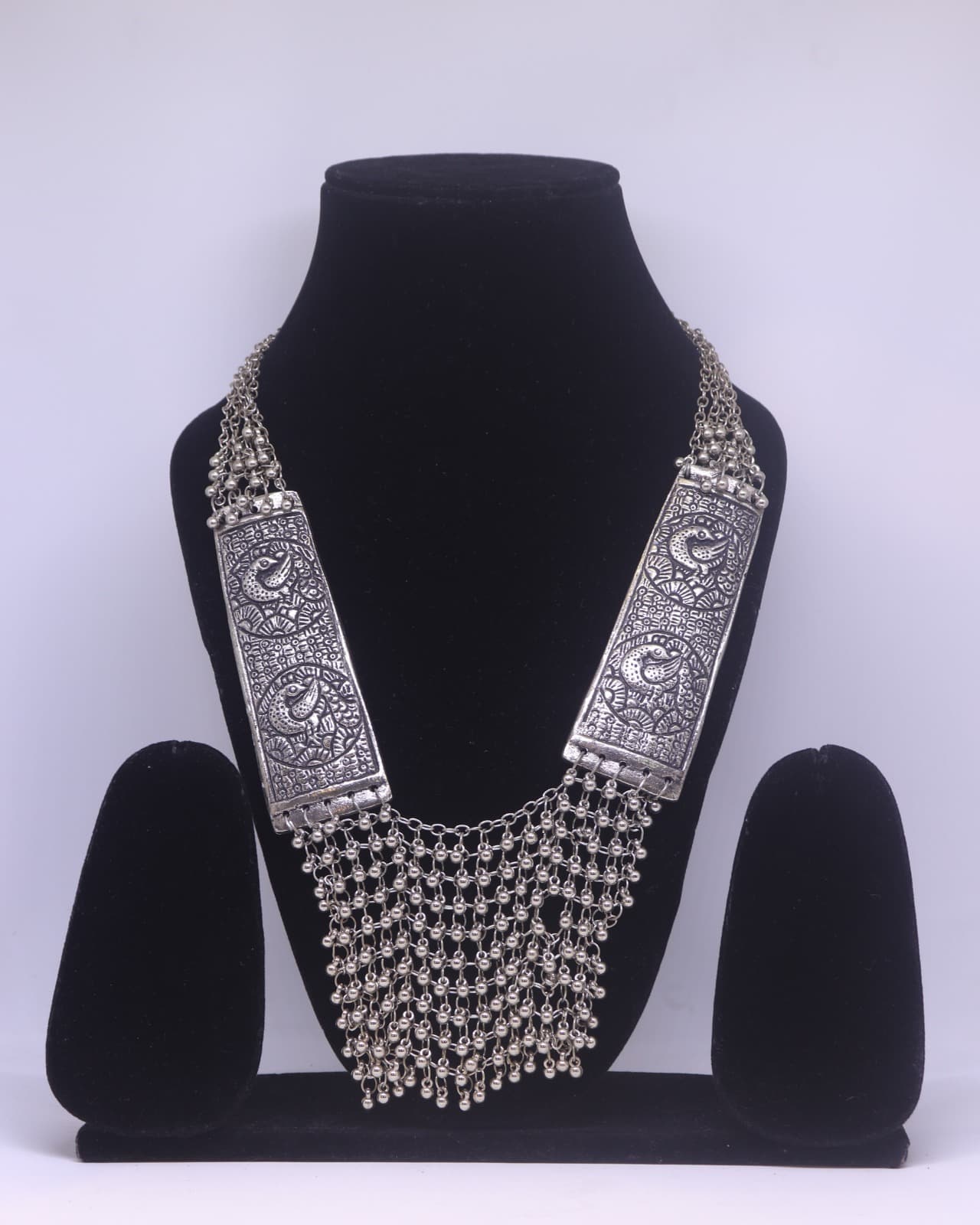 Silver Long Necklace Oxidized Jewellery