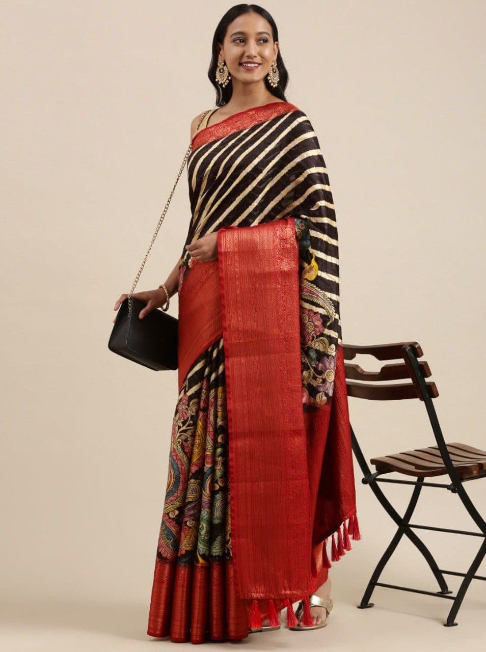 Banarasi Silk Kalamkari Block Print Party Wear Saree